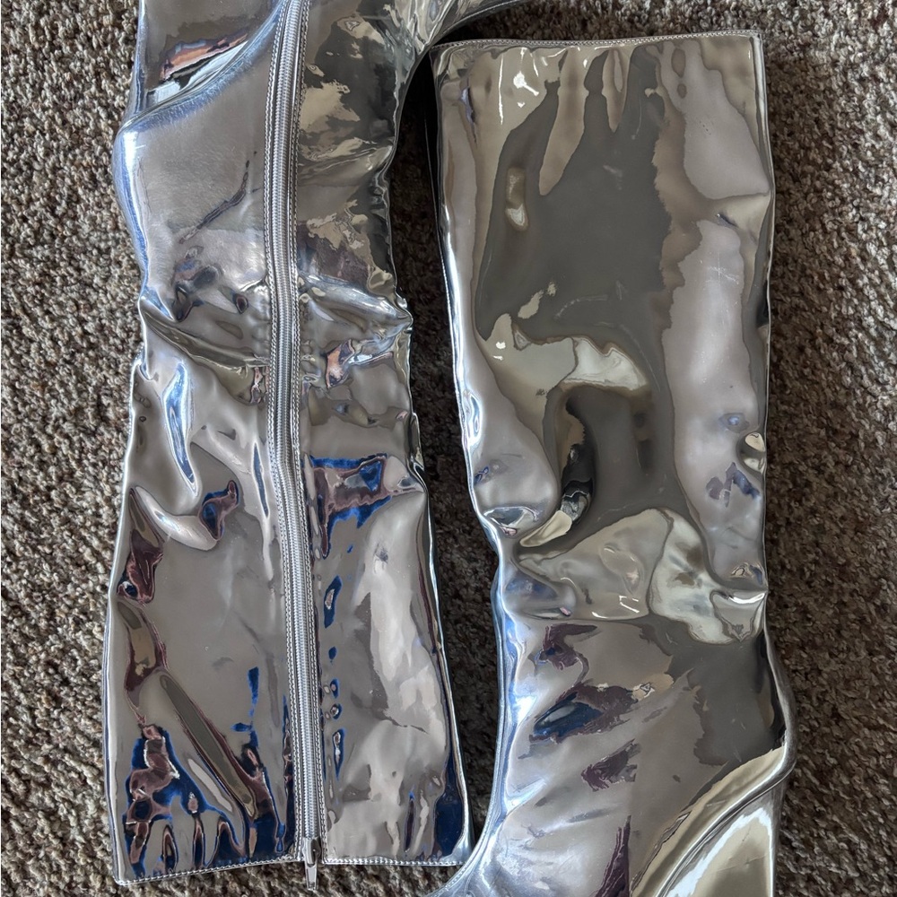 Fashion Nova Silver Heeled Boots